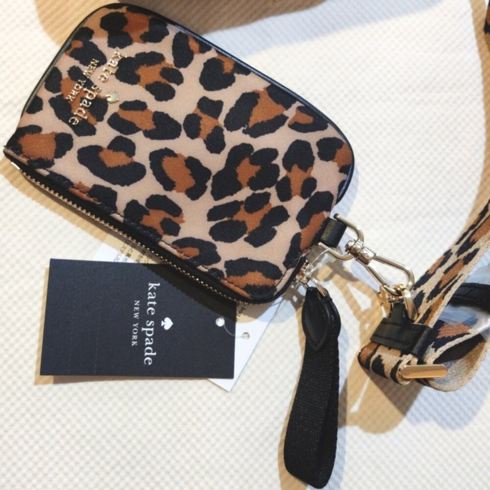Kate Spade Leopard Phone Crossbody, Lanyard & Guitar Strap in Brown Multi, NWT - Picture 8 of 15